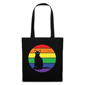 Rainbow Cat Gay LGBTQ Arc-en-ciel LGBT Mois de la fierté LGBT - Sac en tissu - noir - Devant