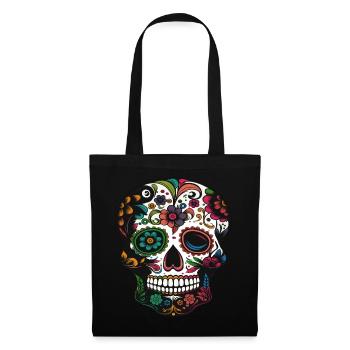 Tête de mort, fête des morts au Mexique - Sac en tissu - noir - Devant