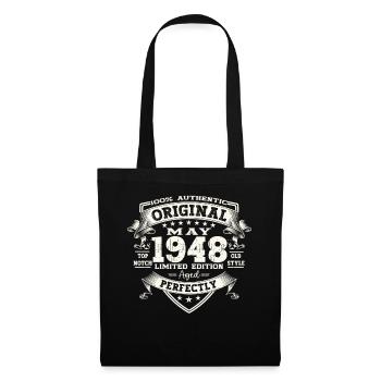 75. Geburtstag Mann Original Mai Jahrgang 1948 - Stoffbeutel - Schwarz - Vorne