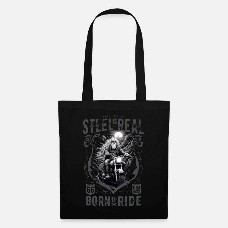 Cooler alter Biker Motorradfahrer - Stoffbeutel - Schwarz