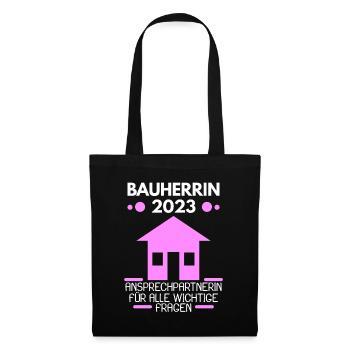 Bauherrin 2023 Hausbau Baustelle - Stoffbeutel - Schwarz - Vorne
