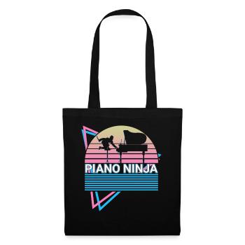 Piano Ninja Clavier Piano Rétro - Sac en tissu - noir - Devant