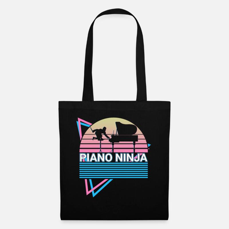 Klavier Ninja Keyboard Klavier Retro - Stoffbeutel - Schwarz