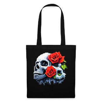 8Bit Skull - The 2 Roses - Stoffbeutel - Schwarz - Vorne