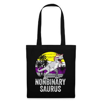 Non Binary Pride Flag Dinosaur Trex LGBTQ - Tote Bag - black - Front