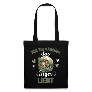 Nur ein Mädchen das Tiger liebt Geschenk Tiger - Stoffbeutel - Schwarz - Vorne