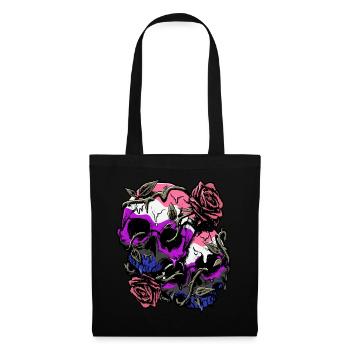 Genre Fluid Fierté Drapeau Crâne Roses Subtil LGB - Sac en tissu - noir - Devant