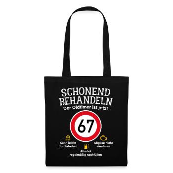 67. Geburtstag Schonend Behandeln Oldtimer Ist 67 - Stoffbeutel - Schwarz - Vorne