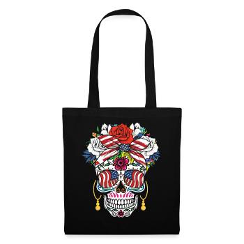 4. Juli Dia de Muertos 4. Juli Unabhängigkeit - Stoffbeutel - Schwarz - Vorne