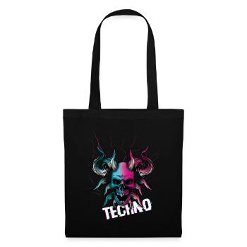 Skull Devil Raver Rave Hard Techno Dark Tekno - Stoffbeutel - Schwarz - Vorne