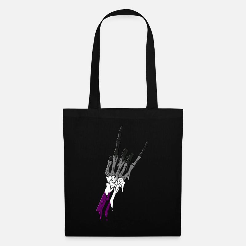 Asexual Pride Ace Flag Devil Horn Skeleton Subtle - Stoffbeutel - Schwarz
