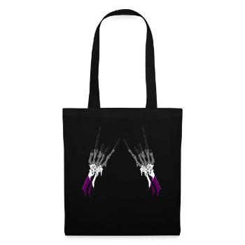 Asexual Pride Ace Flag Devil Horn Skeleton Subtle - Stoffbeutel - Schwarz - Vorne