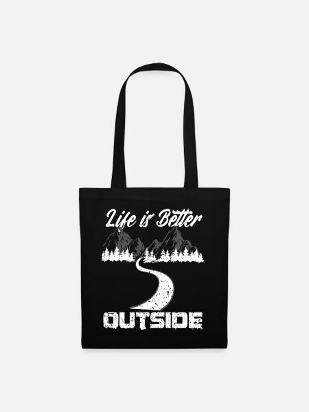 Wandern Life is better Outside Wanderung Vintage - Stoffbeutel - Schwarz