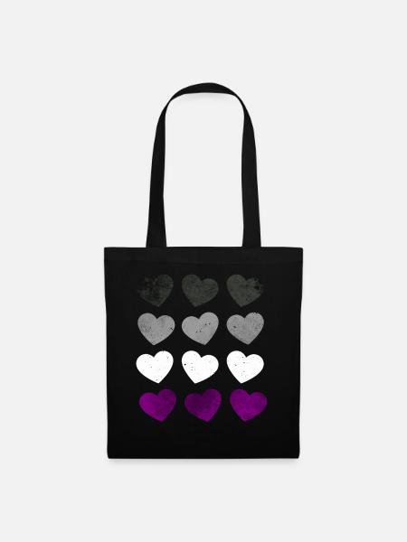 Asexuell Stolz Ass Flagge Herzen Subtil LGBTQ - Stoffbeutel - Schwarz