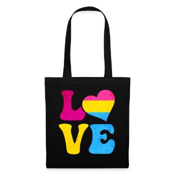 Pansexual Pride Pan Flag LOVE Heart LGBTQ - Tote Bag - black - Front