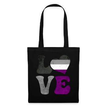 Asexual Pride Ace Flag LOVE Heart LGBTQ - Tote Bag - black - Front