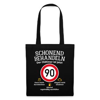 90. Geburtstag Schonend Behandeln Oldtimer Ist 90 - Stoffbeutel - Schwarz - Vorne