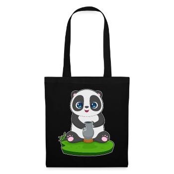 Panda Handwerker Vase Handwerk - Stoffbeutel - Schwarz - Vorne