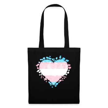 Transgender Stolz Trans Flagge Herzen Sublte LGBTQ - Stoffbeutel - Schwarz - Vorne