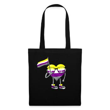 Drapeau de la fierté non binaire Coeur Sublte LGBTQ - Sac en tissu - noir - Devant