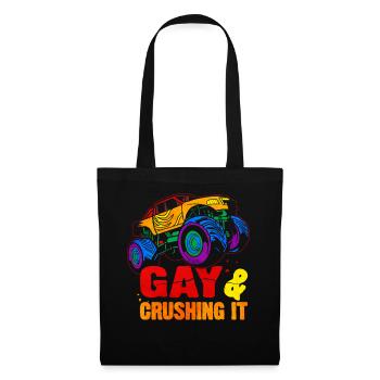 Gay Pride Regenbogenflagge Monster Truck - Stoffbeutel - Schwarz - Vorne