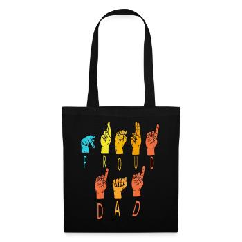 Proud Dad Regenbogenhände - Stoffbeutel - Schwarz - Vorne