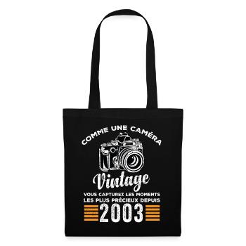 Caméra vintage 2003 cadeau anniversaire humour - Sac en tissu - noir - Devant