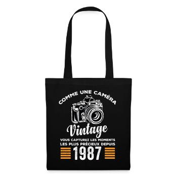 Caméra vintage 1987 cadeau anniversaire humour - Sac en tissu - noir - Devant