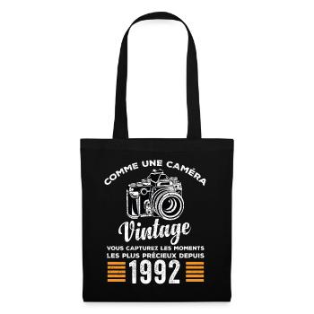 Caméra vintage 1992 cadeau anniversaire humour - Sac en tissu - noir - Devant
