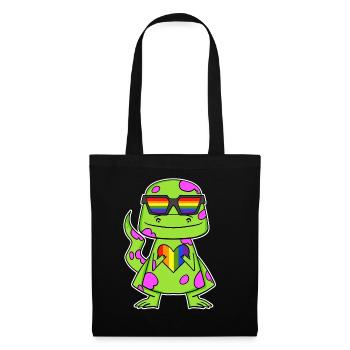 Dino Rainbow Heart Dinosaur - Tote Bag - black - Front