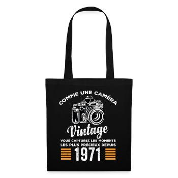 Caméra vintage 1971 cadeau anniversaire humour - Sac en tissu - noir - Devant