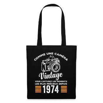 Caméra vintage 1974 cadeau anniversaire humour - Sac en tissu - noir - Devant