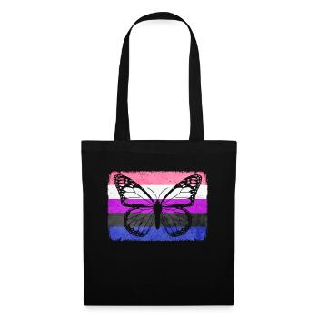 Gender Fluid Pride Flag Butterfly Sublte - Tote Bag - black - Front