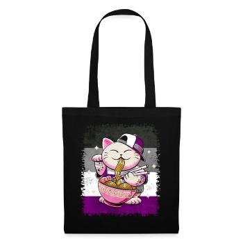 Asexual Pride Ass Flag Japanese Ramen Cat - Tote Bag - black - Front