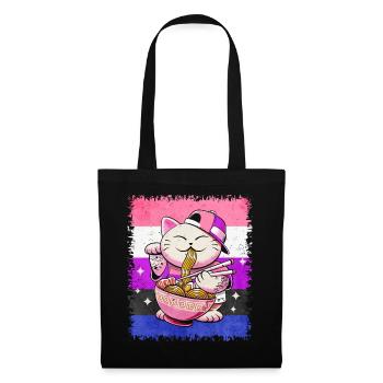 Genre Fluid Pride Flag Japonais Ramen Cat S - Sac en tissu - noir - Devant