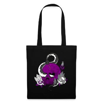 Asexual Pride Ace Flag Skull Snakes Roses Sublte - Tote Bag - black - Front