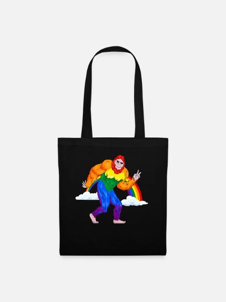 Gay Pride Rainbow Flag Bigfoot Sasqua - Tote Bag - black