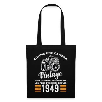 Caméra vintage 1949 cadeau anniversaire humour - Sac en tissu - noir - Devant