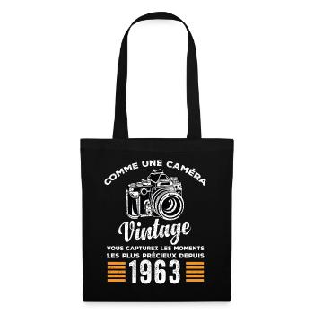 Caméra vintage 1963 cadeau anniversaire humour - Sac en tissu - noir - Devant