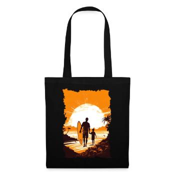 Vater und Sohn Surfen Surfer Geschenk - Stoffbeutel - Schwarz - Vorne