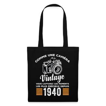 Caméra vintage 1940 cadeau anniversaire humour - Sac en tissu - noir - Devant