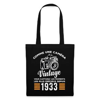 Caméra vintage 1933 cadeau anniversaire humour - Sac en tissu - noir - Devant