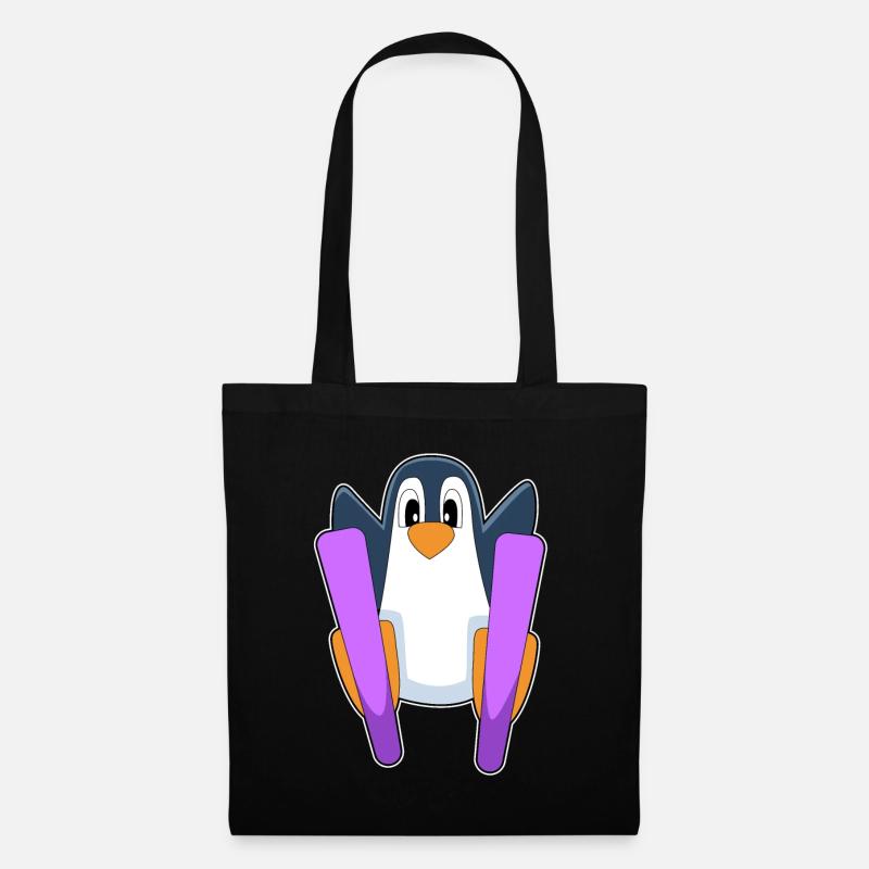 Pinguin Skifahrer Ski - Stoffbeutel - Schwarz