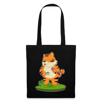 Tiger Kaffee Donut - Stoffbeutel - Schwarz - Vorne