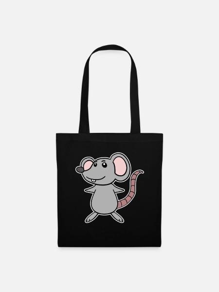 Maus Cartoon - Stoffbeutel - Schwarz
