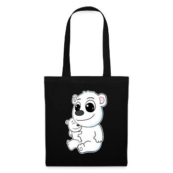 Polar Bear Family - Polar Bear with Baby - Polar Bear Motif - Tote Bag - black - Front