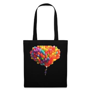 Ein Kind mit aufsteigenden bunten Luftballons - Stoffbeutel - Schwarz - Vorne