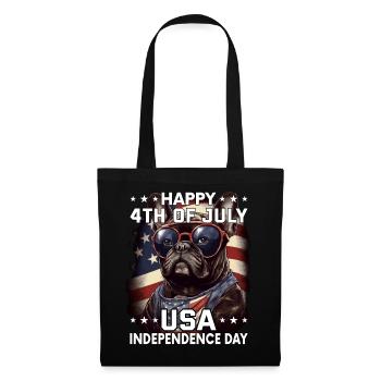 Bulldogge 4 July Independence Day USA Flagge - Stoffbeutel - Schwarz - Vorne