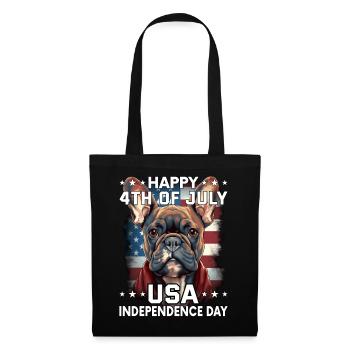 Bulldogge 4 July Independence Day USA Flagge - Stoffbeutel - Schwarz - Vorne