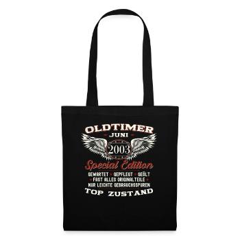 20. Geburtstag Mann Juni Jahrgang 2003 Oldtimer - Stoffbeutel - Schwarz - Vorne
